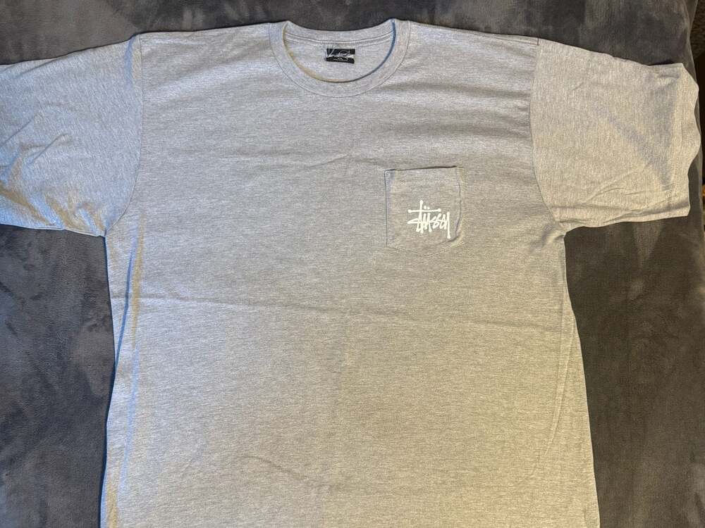 Stussy Basic Logo Pocket T-Shirt Gray XXL